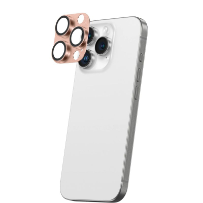 Заштита за камера Amazing Thing за iPhone 16 Pro Pro Max, зацврстено стакло, алуминиумска рамка, металик розова боја