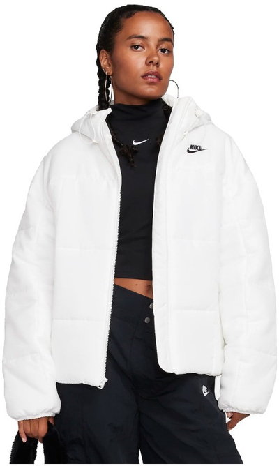Jaketë Nike Sportswear Classic Puffer Therma FIT, me kapuç, e bardhë