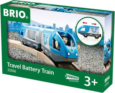 Tren lodër BRIO World Travel Battery Train, me bateri, prej druri, shumëngjyrësh