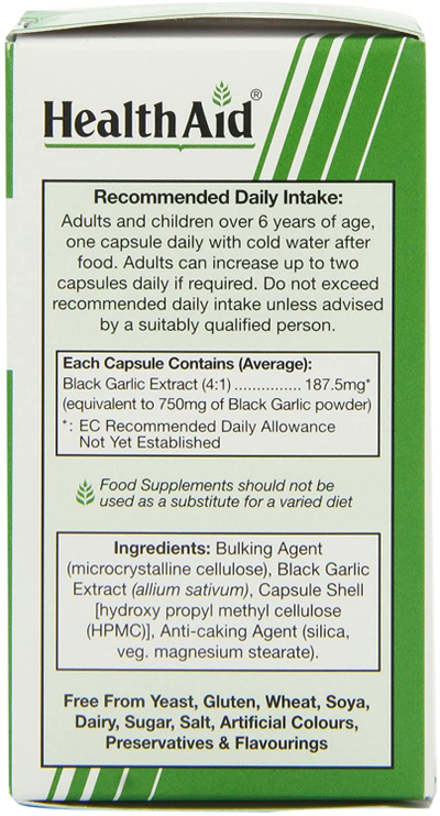 Kapsula vegane Black Garlic nga HealthAid, 30 copë