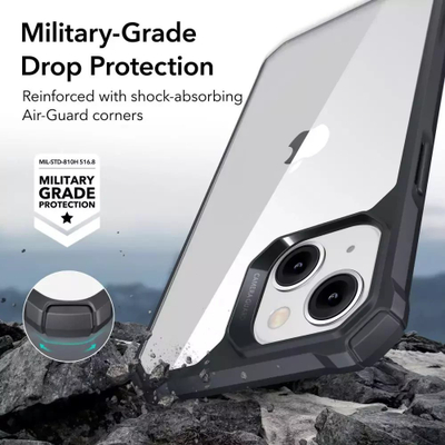 Kapak telefoni ESR Air Armor për iPhone 14 Plus, transparent, me kornizë të zezë