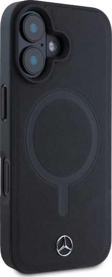 Mbulesë telefoni Mercedes Plain Smooth Leather, me MagSafe, për iPhone 16, e zezë