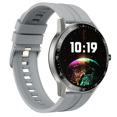 Smartwatch G.Rossi SW018-2, ekran rrumbullak me ngjyra, rrip silikoni, gri