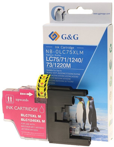 Kartëz Printeri G&G NB-0LC75XLM, kompatibil Brother LC1240M, 600 faqe, magenta