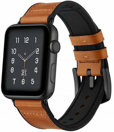 Rrip lëkure 4wrist për Apple Watch - 42/44/45/49 mm, e kaftë e errët