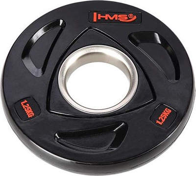 Pllakë olimpike HMS TOX01, 1.25 kg, e veshur me gomë, e zezë