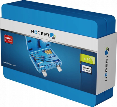 Set pastrimi injektorësh Högert HT8G327, 14 copë, në valixhe plastike, blu