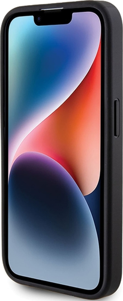 Kapak telefoni Guess 4G Stripe për iPhone 15 Pro 6.1", TPU, lëkurë eko, gri