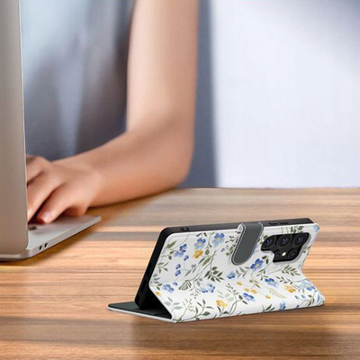 Këllëf-portofol Tech-Protect Wallet për Samsung Galaxy A56 5G, lëkurë eko, me lule, shumëngjyrësh