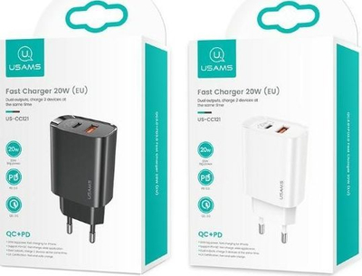 Karikues Usams T35 (US-CC121), 1xUSB-C + 1xUSB, 20W, PD3.0 + QC3.0, i zi