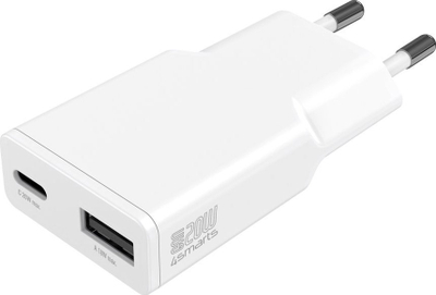 Karikues muri 4smarts PDPlug Duos Slim, 20W GaN, 1x USB-C 1x USB-A, i bardhë