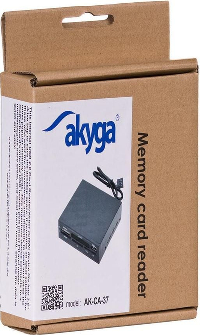 Внатрешен читач на картички Akyga AK-CA-37, USB 2.0, 3.5", црн