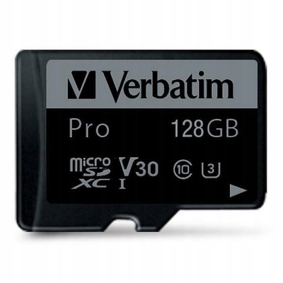Kartë memorie MicroSDXC Verbatim Pro 47044, 128GB, Class 3 U3