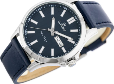 Orë burrash G.Rossi 8071A3-6F1, quartz, rrip lëkure blu