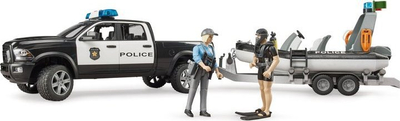 Set lodrash Bruder Dodge RAM 2500 Police 02507, kamionçinë policie me varkë, me figura