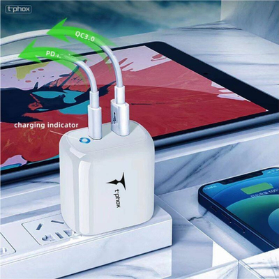 Karikues muri T-phox Glory 45W, USB dhe USB C, i bardhë