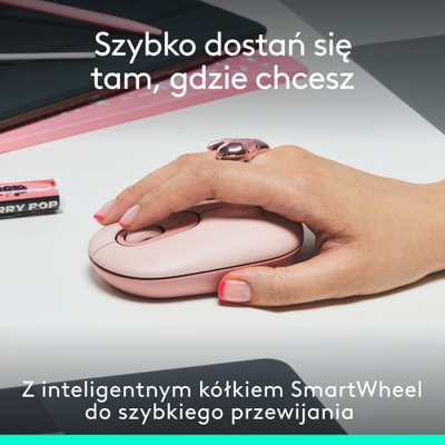 Maus wireless Logitech POP, buton për emoji, SilentTouch, rozë