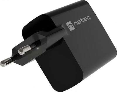 Karikues mur Natec Ribera GAN NUC-2143, 45W, USB-A dhe USB-C, i bardhë