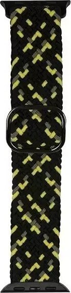 Rrip tekstili Beline për Apple Watch, 42/44/45/49mm, i zi me jeshile lime