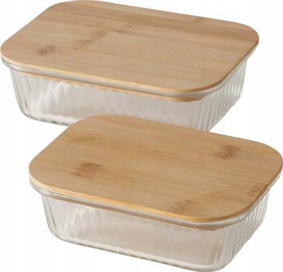 Set kavanozash Boltze Home Luka, 2L, xham i tejdukshëm, kapak prej bambuje natyrale