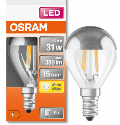 Llambë LED OSRAM Classic P Mirror, E14, 4W, 2700K
