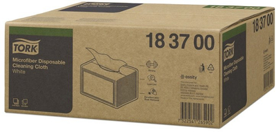 Lecka mikrofibër TORK 183700, të disponueshme, të bardha me printim blu