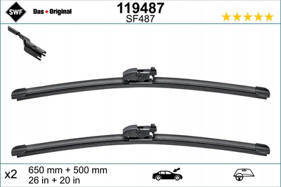 Set fshirëse xhami SWF 119487, 650mm 500mm, flat, e zezë