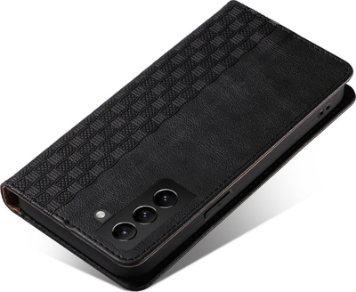 Këllëf telefoni Hurtel Magnet Strap për Samsung Galaxy S22 Ultra, lëkurë eko, tip portofol, i zi