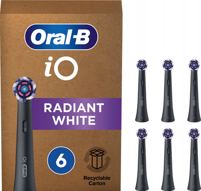 Koka furçe Oral B iO Radiant White, pako me 6 copa, ngjyrë e zezë