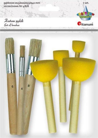 Set penelash Titanum Round Bristle Brushes, 7 copë, për pikturë, i verdhë
