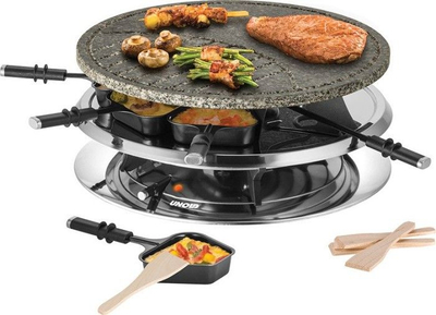 Pajisje raclette Unold Multi 4in1 48726, 1300W, 8 tigane, e zezë