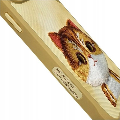 Mbulesë telefoni Nimmy Big Eyed Pet Cat 2.0 për iPhone 15 Pro Max 6.7", e fortë, ngjyrë khaki