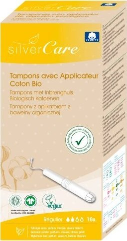 Tampona organikë me aplikator kartoni, madhësia Regular, pa aromë, të bardhë