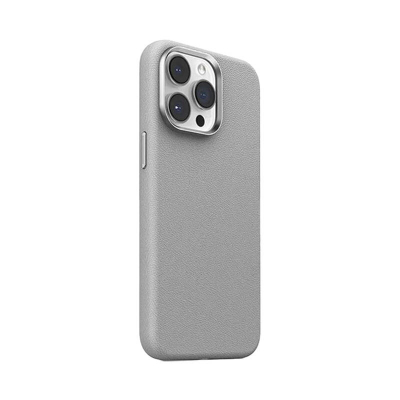 Mbrojtëse telefoni Joyroom Litchi Series për iPhone 15 Pro, MagSafe, gri