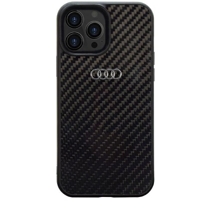 Futrollë telefoni Audi Carbon Fiber për iPhone 14 Pro 6.1", TPU i fortë, e zezë