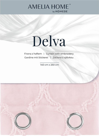 Perde AmeliaHome Delva Pleat, 140 x 250 cm, rozë pastel