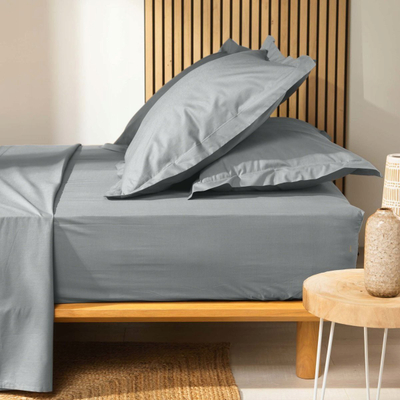 Çarçaf fitted Douceur d'intérieur, 90x190 cm, pambuk organik, gri