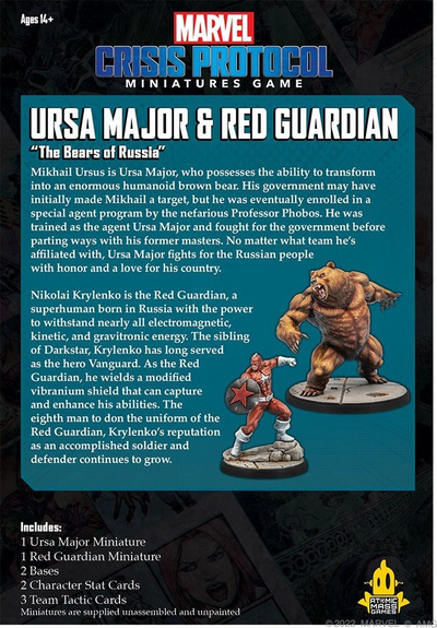 Set loje me miniatura Marvel Crisis Protocol Ursa Major &amp; Red Guardian, figurina për bojatisje dhe montim, shumëngjyrësh