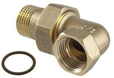 Gjëmb 3 pjesësh TDM Brass 14966827, bërryl M F me O ring 3/8", bronz