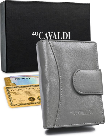 Portofol për goca 4U Cavaldi, lëkurë natyrale, RFID, gri