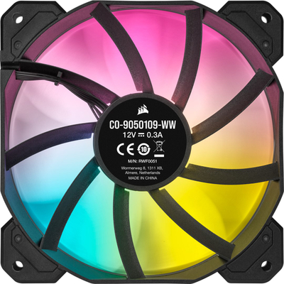 Set me ventilatorë CORSAIR iCUE SP120 RGB ELITE, 120mm, PWM, 1500 RPM, ngjyrë e zezë
