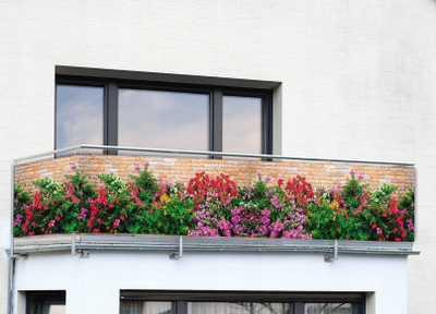 Ekran ballkoni Maximex Wall Flowers, 5 m, mban diellin e syrin, i fortë ndaj UV e motit, me lule shumëngjyrëshe