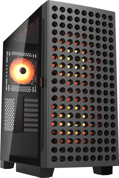 Kasa kompjuteri Cougar Airface Eco RGB, Middle Tower, xham i temperuar, pa furnizues energjie, e zezë