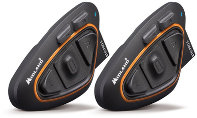 Sistem komunikimi për motorçikleta Midland BTX1 Pro S Twin Set, interkom deri 800 m, IPX6, i zi