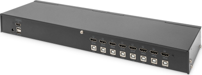 KVM switch Digitus 8 porta HDMI, 4K 30Hz, menaxhim deri 8 kompjuterë, i zi