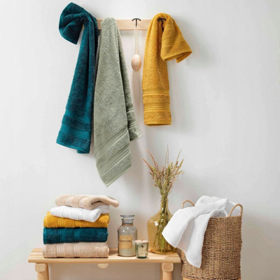 Peshqir banjoje Douceur d'intérieur Terry Towel Mint Soft, 90 x 150 cm, pambuk bio, ngjyrë mente