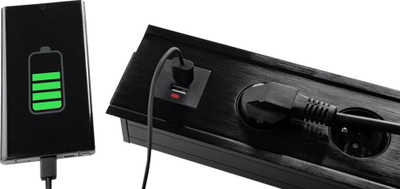 Prizë tavoline rrëshqitëse Spacetronik SPS-S24B, 2x prizë, 2x USB, e zezë