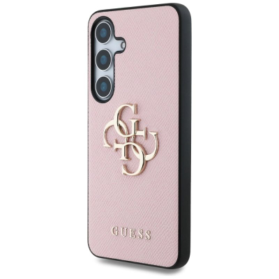 Mbulesë telefoni Guess Grained Big 4G Logo për Samsung Galaxy S25, TPU, stil klasik, rozë