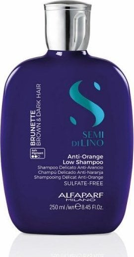Shampo flokësh Alfaparf Semi Di Lino Brunette Anti Orange, 250ml, për heqje tonesh portokalli te flokët kafe