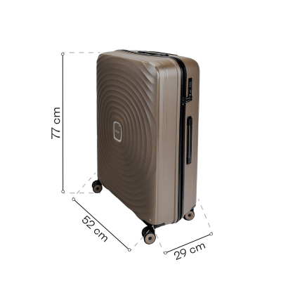 Valixhe SwissBags Echo 77cm, polipropilen, 4 rrota rrotulluese, champagne